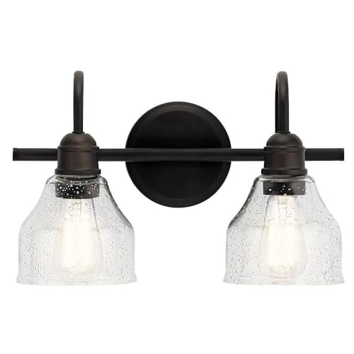 Kichler Avery 14.75" 2 Light Vanity Light with Clear Seeded Glass in Olde Bronze - color: Old Bronze, size: 2-Light