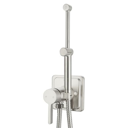 Brushed Nickel Handheld Warm Water Bidet Sprayer Mounted on the Wall, Concealed Hot and Cold Bidet Sprayer with Mixing Valve for Toilet - color: Brushed Nickel