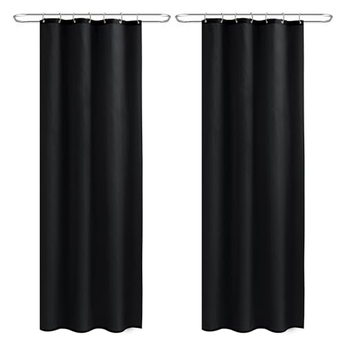 Nasitos Fabric Shower Curtain Liners with Magnets 2 Pcs 36X72 Inch Black | Washable & WaterResistant Fabric Bath Shower Liners for Narrow Stall, Stand Up Shower Stall, RV, Camper - color: Black, size: 36"W x 72"L (Pack of 2)