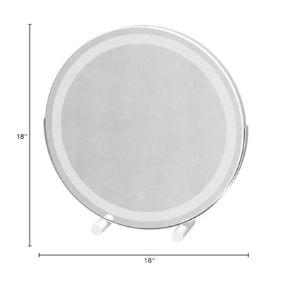 ROLOVE 18 Inch Makeup Mirror with Lights, Large Round Vanity Mirror for Tabletop Desk, Smart Touch Dimmable LED, 360° Rotation, White, Gifts for Women, Wife, Mom, Girls - size: 18"L x 18"W