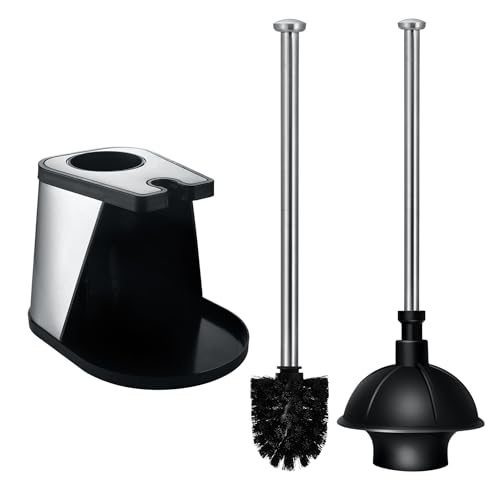 ToiletTree Products Modern Deluxe Freestanding Toilet Brush and Plunger Combo (Black - 7.5" x 9" x 20.5") - style: Black Combo
