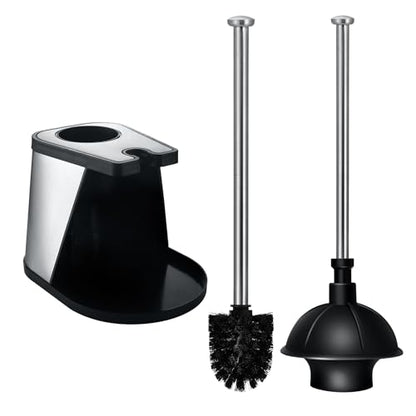 ToiletTree Products Modern Deluxe Freestanding Toilet Brush and Plunger Combo (Black - 7.5" x 9" x 20.5") - style: Black Combo
