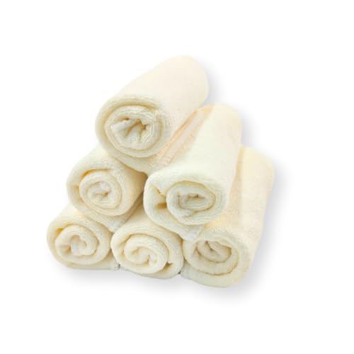 Baby Washcloths 6-Pack, Ultra Soft Viscose, 7.87 x 7.87 inches, 2-Layer Deluxe, Super Absorbent, Machine Washable, Newborn Bath Towels, Infant Shower, Gentle on Skin, Face Wash Cloths for Babies