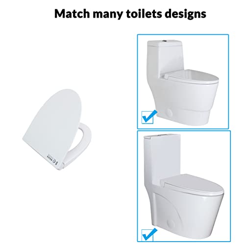 SouNor Easy Install and Clean Elongated Toilet Seat Soft Closing UF Material Durable Heavy Duty Top Fixing,White.