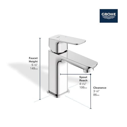 GROHE Cubeo S- Size Single-Hole Single-Handle Bathroom Faucet, Chrome - color: StarLight Chrome, size: S-Size
