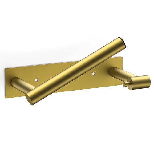 FORIOUS Commercial Toilet Paper Holder Wall Mount Bathroom Tissue Holder | Brushed Gold | Adhesive or Screw | SUS304 Stainless Steel Rustproof | Pivoting Tissue Roll Holder | Square Base - color: Brushed Gold