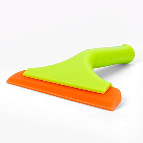 Super Flexible Silicone Squeegee, Auto Water Blade, Water Wiper, Shower Squeegee, 5.9'' Blade and 7.5'' Long Handle, for Car Windshield, Window, Mirror, Glass Door - color: Green