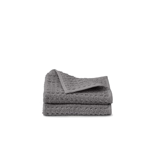 BOLL & BRANCH Turkish Waffle Washcloth Set, Stone | Set of 2 - 100% Organic Turkish Cotton - Lightweight Soft Absorbent Luxury Spa Washcloths, Waffle Weave Texture - Quick Dry - color: Stone, style: Turkish Waffle