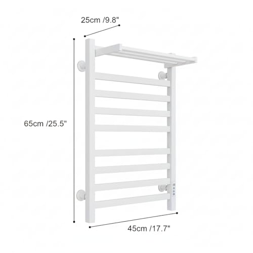 8-Bar Towel Warmer with with Top Warmer Shelf, Electric Towel Rack Set with Fast Heating, Auto Shut-Off Timer, Hardwired or Plug-in, Hot Towels in Bathroom - color: White