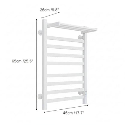 8-Bar Towel Warmer with with Top Warmer Shelf, Electric Towel Rack Set with Fast Heating, Auto Shut-Off Timer, Hardwired or Plug-in, Hot Towels in Bathroom - color: White