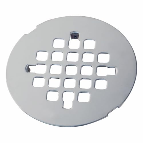 HIDROP Chrome Plated Snap-in Shower Floor Drain Cover, 4-1/4" OD Round Grid | Stainless Steel Bathroom Drain Cover, Shower Drain Cap Replacement, Hair Catcher, Easy-to-Install, Bathroom Shower Strainer - color: Chrome