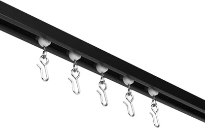 Curtain Track - Ceiling Mounted Curtain Rail for Curtains, Drapes, and Room Dividers - USA Made - Medium (16 Feet), Jet Black - color: Jet Black, size: Medium (16 Feet)