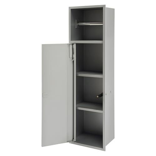 DYRABREST 4-Tier Recessed Bathroom Niche, in-Wall Toilet Paper Holder with Push-to-Open Door, Stainless Steel Embedded Storage Shelf for Bathroom, Kitchen, Toilet Organizer (Silver) - color: Silver