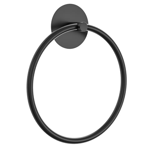 Matte Black Bathroom Towel Ring - SUS304 Stainless Steel Bathroom Towel Rack, Susswiff Adhesive Wall Mounted Hand Towels Holder, Towel Hanger for Bathroom Organizer, Kitchen Storage - color: Matte Black
