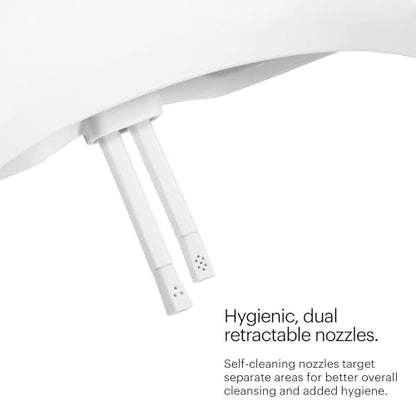 Brondell Swash Bidet Toilet Seat, Non-Electric, Dual Temperature, Fits Round Toilets, White – Dual Nozzle System – with Easy Installation - size: Round, style: S102 - warm water
