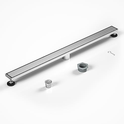Linear Shower Drain 36" Brushed 304 Stainless Steel | Fast Drainage | Tile Inserted | Stainless Floor Drain Grate | Hair Strainer | Drain Key | The Upgrade for Your Bathroom - size: 36 Inch