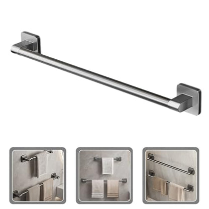 TOYANDONA Heavy Duty No Drilling Towel Rack 40cm Gray Metal Wall-Mounted Bathroom Organizer Self Adhesive Towel Bar for Kitchen and Bathroom Use