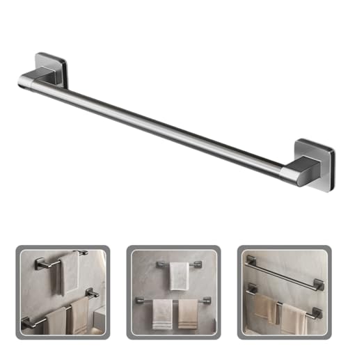BESPORTBLE Punch-Free Adhesive Towel Bar for Bathroom Wall 50cm Gray Self Adhesive Towel Rack Single Rod Holder for Kitchen and Shower Door