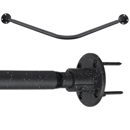 Corner Shower Curtain Rod, 30"-51.2" x 30"-51.2" Adjustable L Shaped Shower Curtain Rod, Industrial Shower Pole Wall Mounted for Bathroom,Closet,Room Divider,Outdoor Patio, Black