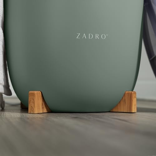 Zadro Large Hot Towel Warmer Bucket Timer Electric Towel Warmer for Bathroom Auto-Shut Off Heated Towel Warmer Spa (Large | 20L | 12" Dia. x 21" Tall, Bamboo/Dark Green) - color: Bamboo/Dark Green