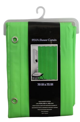 Lime Green PEVA Shower Curtain Liner 70x72 | Waterproof, Rust Resistant Metal Grommets - color: Lime Green