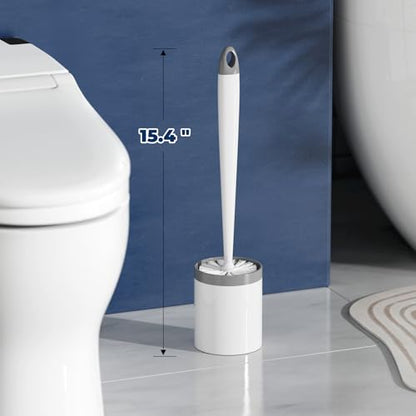 Holaloha Toilet Brush and Holder Set, Compact Design, 3 Pack, White | Bathroom Accessories, Ergonomic Handle, Space Saving, Dense Bristles, Deep Cleaning, Scrubber, with 3 Groove Gap Brushes