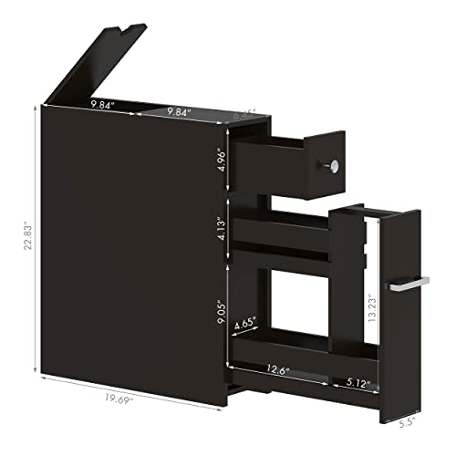 Spirich Small Bathroom Storage Cabinet with Toilet Paper Holder, Espresso | Slide-Out Drawers, Hidden Top Compartment, Toilet Paper Storage, Slim Freestanding Design for Bathrooms and Narrow Spaces - color: Espresso