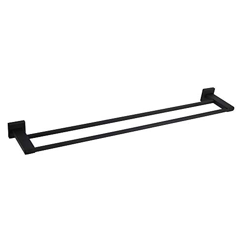 GERZWY Bathroom Double Towel Bar Matte Black Stainless Steel 36-Inch Bath Towel Rack Contemporary Style Wall Mount JG1902C92-BK