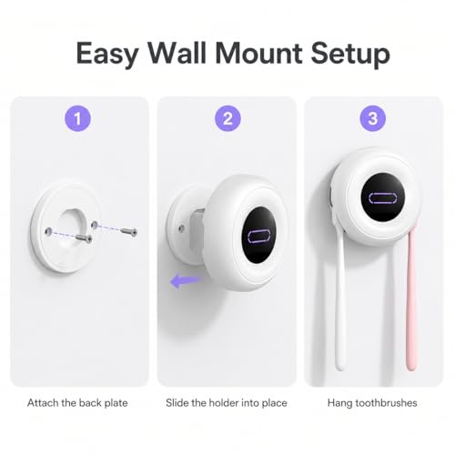 Upgraded Toothbrush Holder, UV & Heated Drying Wall Mounted Toothbrush Cleaner, Aesthetic Tooth Brush Holder for Bathroom Fits Most Toothbrushes, Auto-Cycle Electric Organizer, for Family - size: TBH-Toothbrush Holder