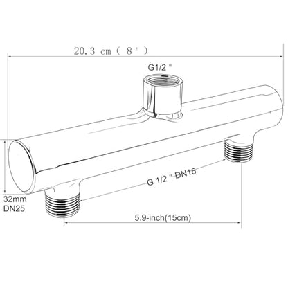 Dual Shower Head Manifold, G 1/2" Double Outlet Stainless Steel Water Connection for Fix Showerhead & Handheld Shower Polished