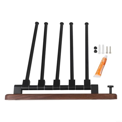 Wood Swivel Towel Rack Wall Mounted, 2-5 Arm Rotating Towel Bar Holder for Bathroom Kitchen, Rustproof Aluminum Alloy and Wood Towel Hanger Organizer(4) - size: 4