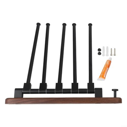Wood Swivel Towel Rack Wall Mounted, 2-5 Arm Rotating Towel Bar Holder for Bathroom Kitchen, Rustproof Aluminum Alloy and Wood Towel Hanger Organizer(4) - size: 4