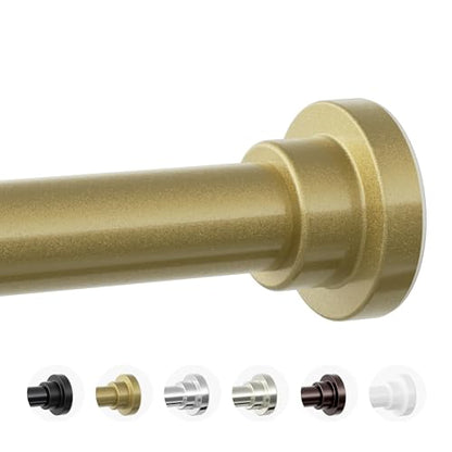 Mcrbeay Shower Curtain Rod, 1" Diameter Heavy Duty Tension Shower Rod, Non Slip Adjustable 28-74 inch No Drilling Shower Curtain Rods Spring Tension For Bathroom, Shower Stall, No Rust, Chrome Gold - color: Gold, size: 28-74 Inches