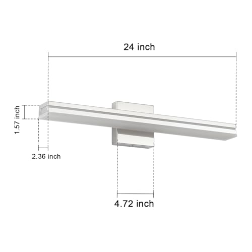 SineRise 24-Inch LED Modern Bathroom Vanity Light Bar, Chrome Modern Acrylic Bathroom Wall Lighting Fixtures Over Mirror (Cool White 6000K) - color: Chrome-Cool White, size: 24-Inch