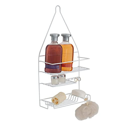 Bath Bliss Shower 3 Tier Shower Caddy | 3 Tier Shelves | Soap Dish Holder | Razor Slots | Wash Cloth Hook | Loofah Hook | White | Rust Resistant | Bathroom Accessories