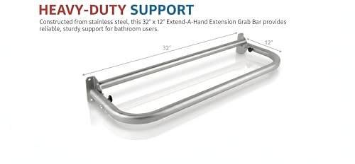Extend-A-Hand Folding Grab Bar Extension 32" | Heavy-Duty Stainless Steel Wall-Mounted Bathroom Safety Bar for Shower, Toilet & Bathtub - color: Stainless Steel, size: 32x12 inches