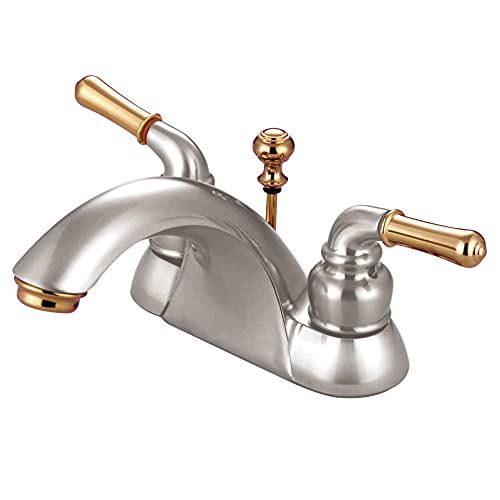 Kingston Brass KB2629 Naples 4-Inch Centerset Lavatory Faucet, Brushed Nickel and Polished Brass - color: Brushed Nickel/Polished Brass