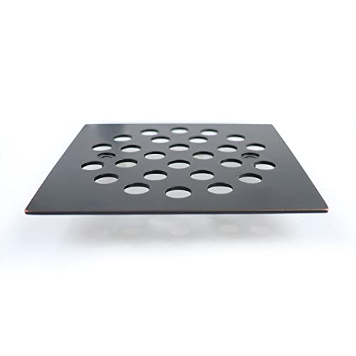 4-1/4 Inch Square Screw-in Shower Drain Cover Oil Rubbed Bronze | Square 4.25-inch design, Thickened 304 stainless steel,replaceable grate with matching screws for bathroom floor drain - color: Oil Rubbed Bronze