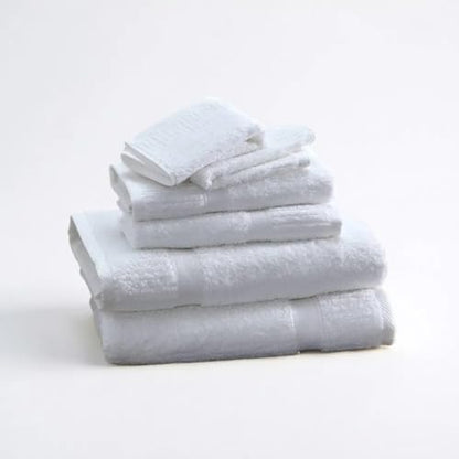 Cuddledown Heritage Cotton Towel Set | Soft | 100% Cotton | 6-Piece Set | 2 Bath Towels, 2 Hand Towels, 2 Washcloths | Premium Quality | White