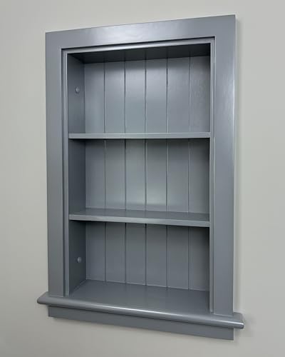 14x24 Aiden Recessed Wall Niche Medicine Cabinet Replacement, in The Wall Bathroom Cabinet Insert Shelf/Shelves, Made in North America, Real Wood, NO MDF, Beadboard, Dark Gray - color: Dark Gray, size: 14x24