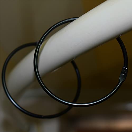 Black Shower Curtain Rings Metal Round Hooks Ring (15 Pack) 2.75 Inch Diameter Electrophoresis Rustproof for Bathroom Shower Rod - color: Black