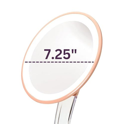 JERDON Lighted Tabletop Makeup Mirror - Makeup Mirror with 5X Magnification in Rose Gold Finish - 7.25-inch Round Vanity Mirror - Model JS725RL | 7.25" Round Frame, Adjustable 12.5" to 16" Height