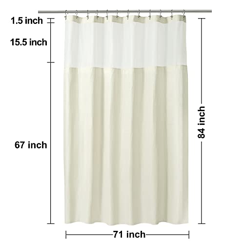 N&Y HOME Extra Long Waffle Shower Curtain with Snap-in Liner Cream, 71x84 | 12 Hooks & Snap on Fabric Liner, Washable, Mesh Window, Hotel Style, 84 inches Length Cream Shower Curtain Set for Bathroom - color: Cream, size: 71"W x 84"L (Pack of 1)
