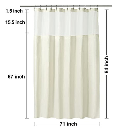 N&Y HOME Extra Long Waffle Shower Curtain with Snap-in Liner Cream, 71x84 | 12 Hooks & Snap on Fabric Liner, Washable, Mesh Window, Hotel Style, 84 inches Length Cream Shower Curtain Set for Bathroom - color: Cream, size: 71"W x 84"L (Pack of 1)