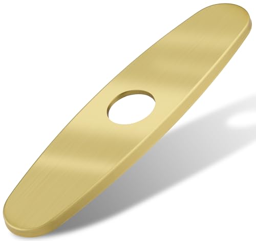 MAAYAYA 10" Kitchen Sink Deck Plate, Faucet Hole Cover, 1 or 3 Hole | Golden 304 SS, Fits 8" Widespread 1 or 3 Hole Sinks, for Pull-down Kitchen Faucet, Cover Extra Holes, Foam Gasket Included - color: Golden