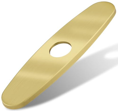 MAAYAYA 10" Kitchen Sink Deck Plate, Faucet Hole Cover, 1 or 3 Hole | Golden 304 SS, Fits 8" Widespread 1 or 3 Hole Sinks, for Pull-down Kitchen Faucet, Cover Extra Holes, Foam Gasket Included - color: Golden