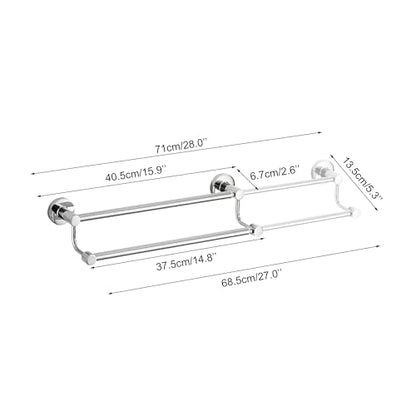 Adjustable Double Towel Racks for Bathroom 15 to 26.5 Inch Towel Bar, Expandable Bright Chrome Double Bath Towel Holder, Wall Mount with Screws Towel Bar Rod - color: Double Rack-polished