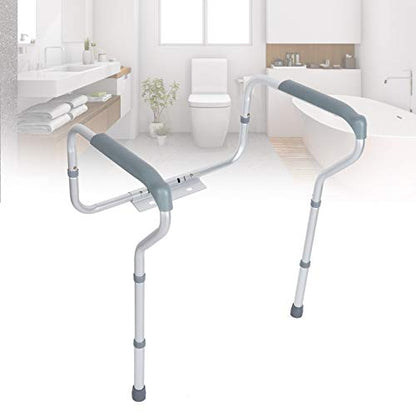 Luocute Toilet Safety Rail, Toilet Safety Frame Adjustable Height & Width Aluminum Alloy Supports 220lb with Non Slip Handles for Elderly Disabled