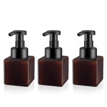 3 Pack Foaming Soap Dispenser Empty Plastic Foam Pump Bottle Refillable Foam Soap Bottle Dispenser for Shampoo Liquid Soap Face Wash (Brown, 250ml/8.3oz) - color: Brown, size: 250 ml