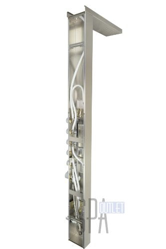 Blue Ocean 65” Stainless Steel SPS8852 Thermostatic Shower Panel Column System with Rainfall Shower Head, Body Nozzles, and Handheld Shower Head, Shower Tower - style: 65 inch Stainless Steel